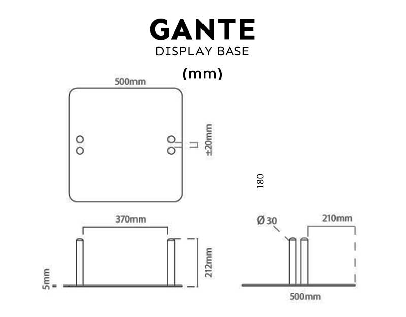 MEASURES SOPORTE FOR INTERIOR MODEL